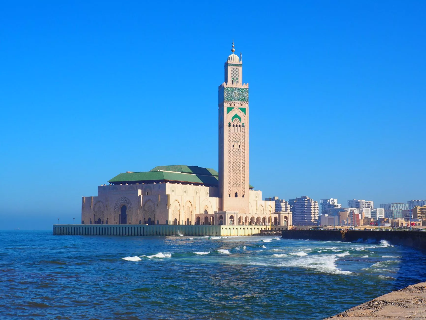 Kazablanka Hassan II Camii deniz kıyısı