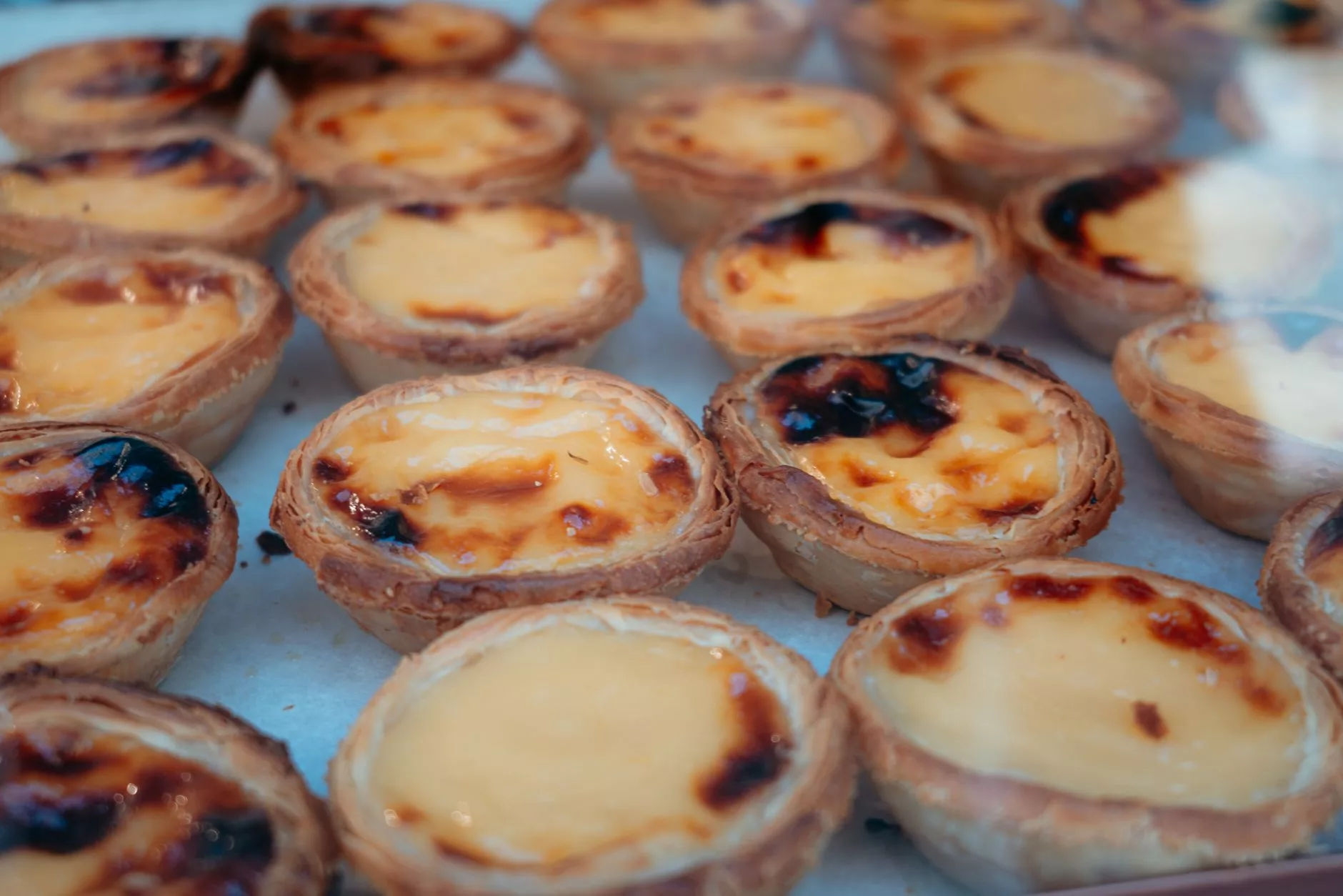 Lizbon + Alfama sokaklarında pastel de nata yiyen turist