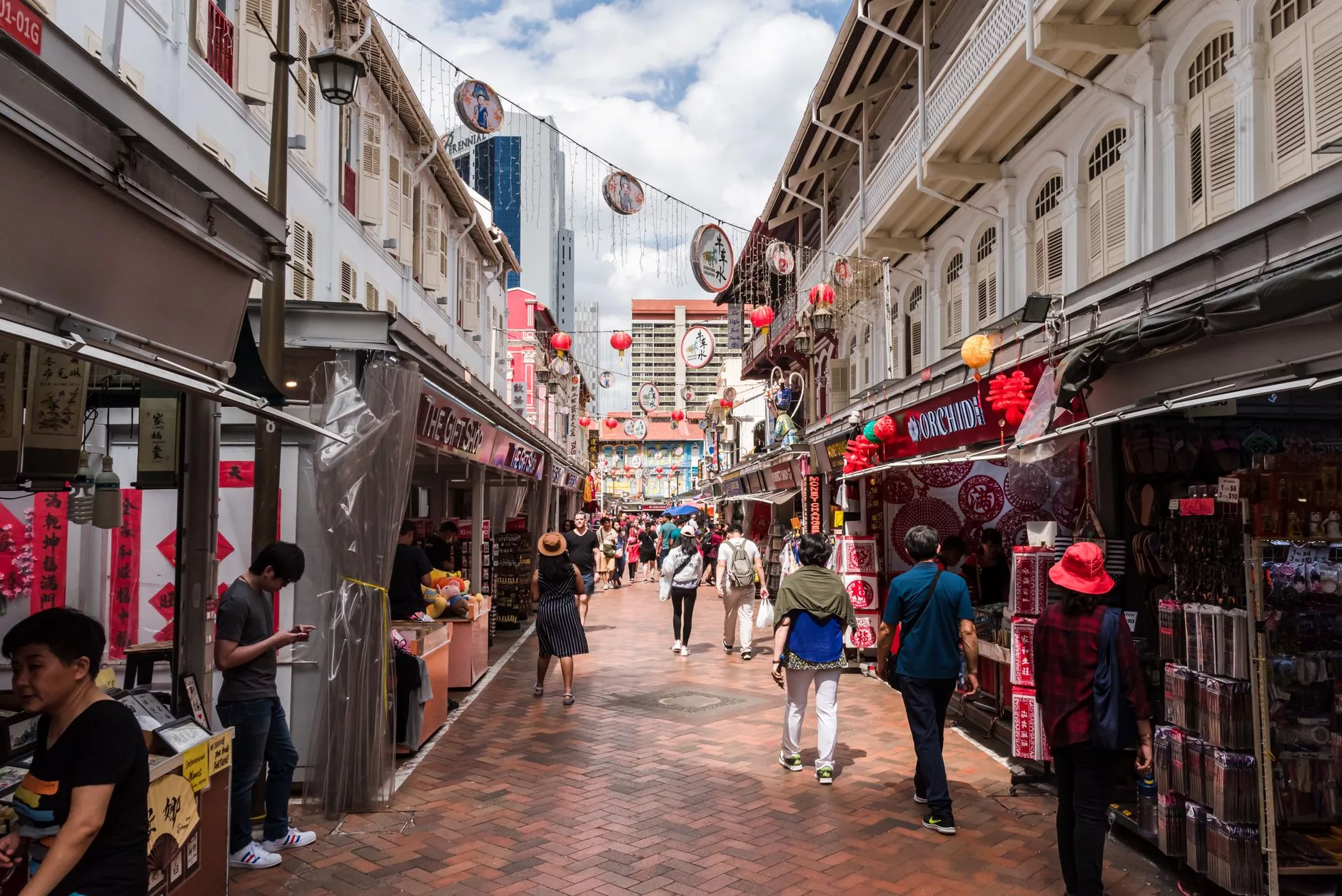 Singapur Chinatown sokak gorunumu