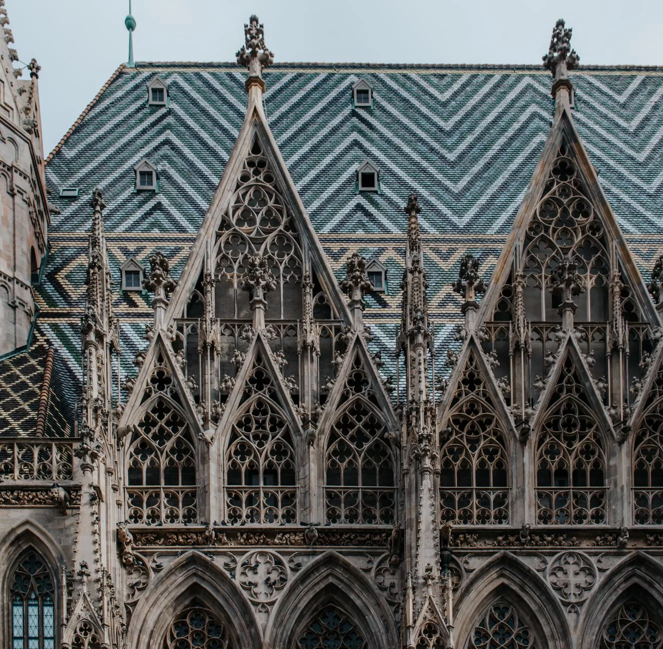 Viyana Stephansdom meydanında güneşli bir günde yürüyen turistler