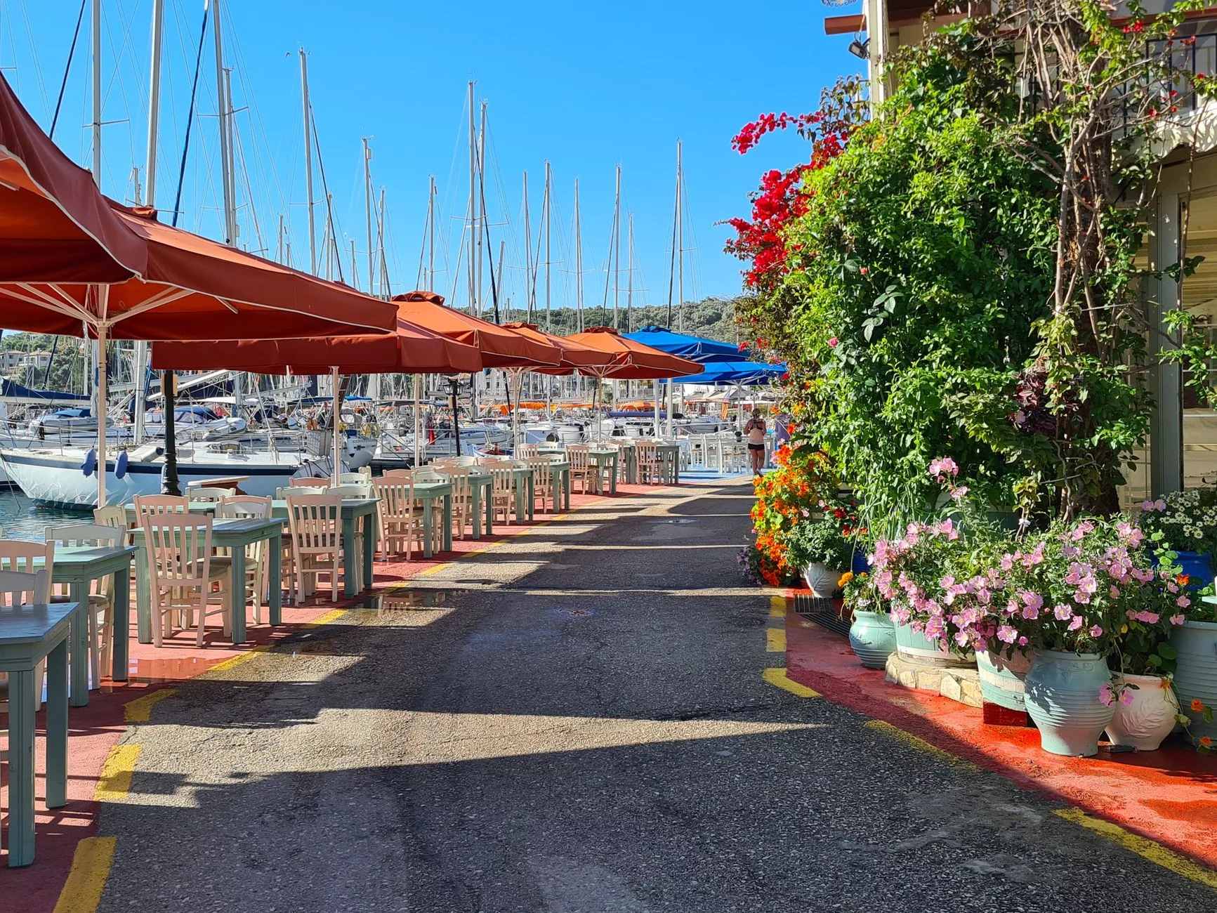 Selanik Ladadika bölgesinde mezelerle donatılmış bir taverna masası
