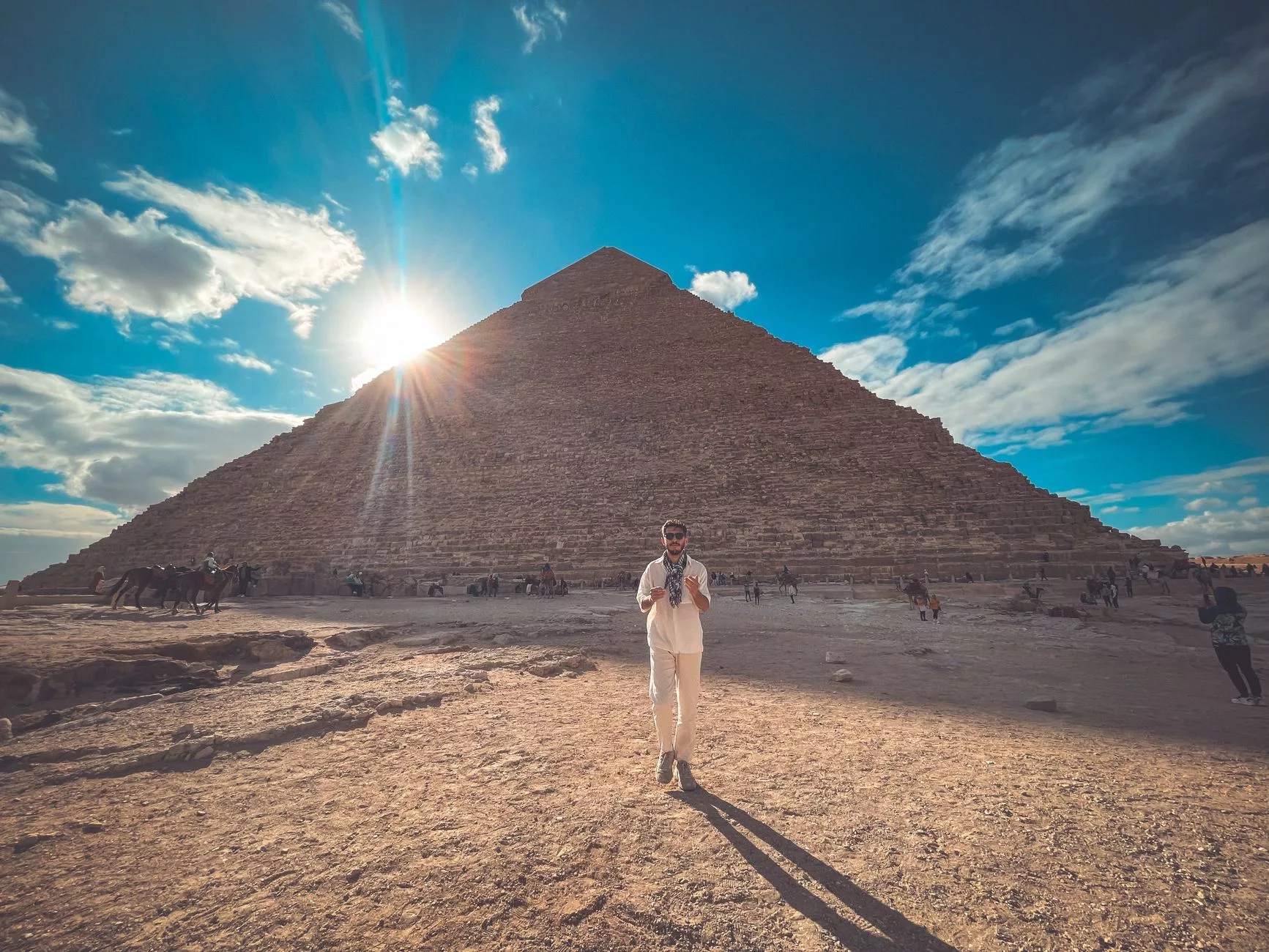 Kahire Giza Piramitleri ve Sfenks panoraması