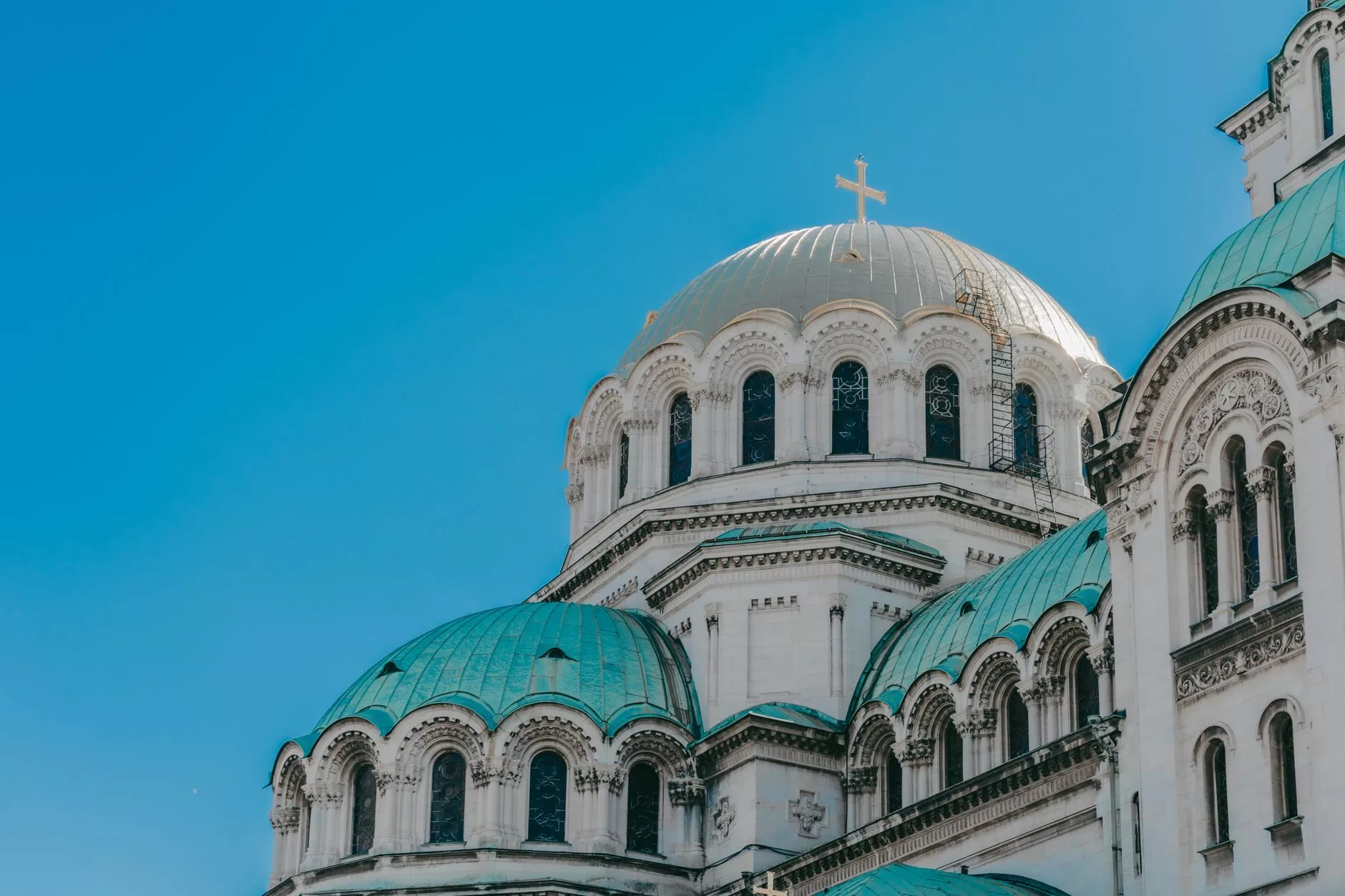 Sofya Alexander Nevski Katedrali önünde akşam ışıkları