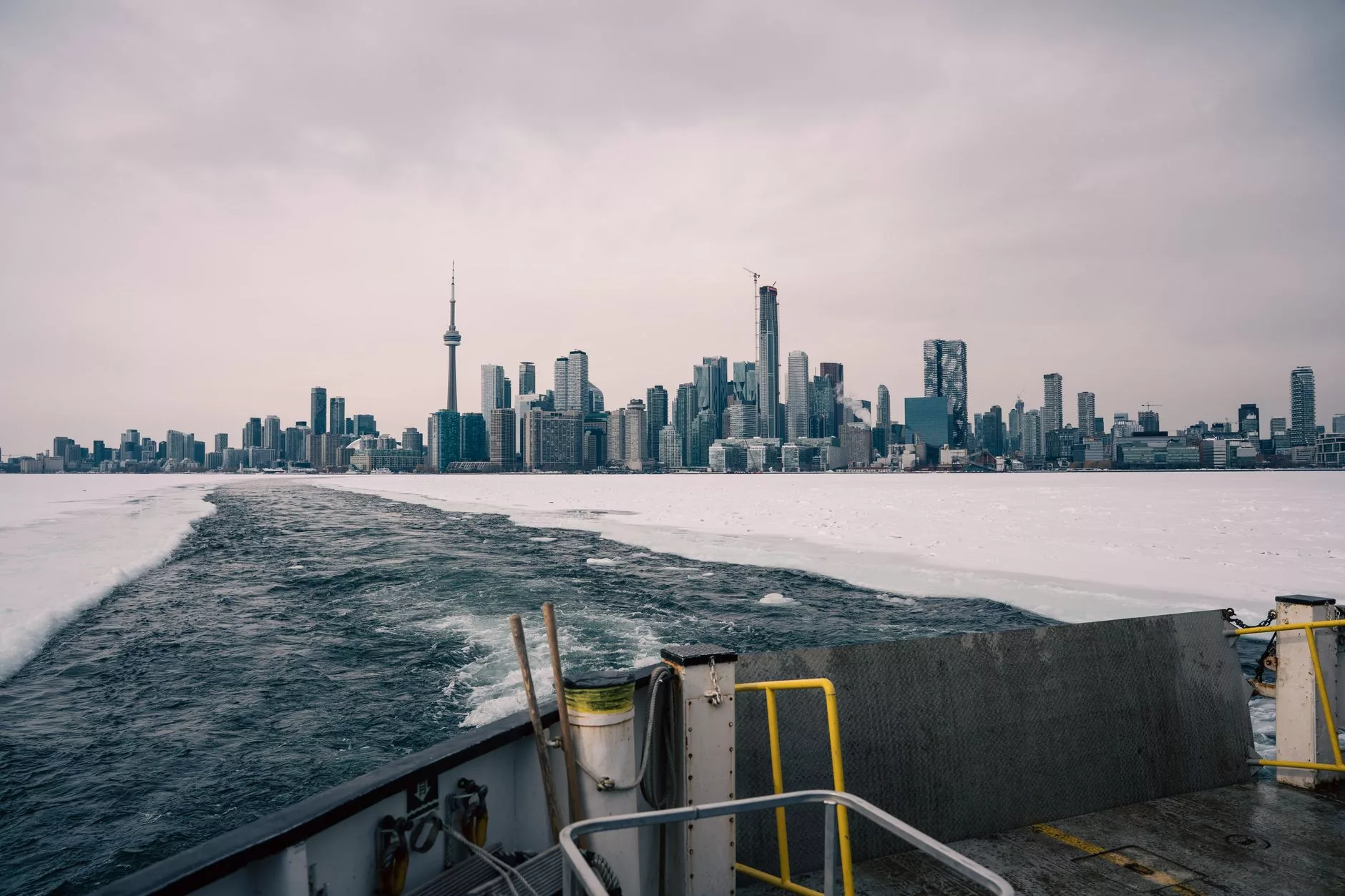 Toronto + Toronto Islands ferry crossing skyline view