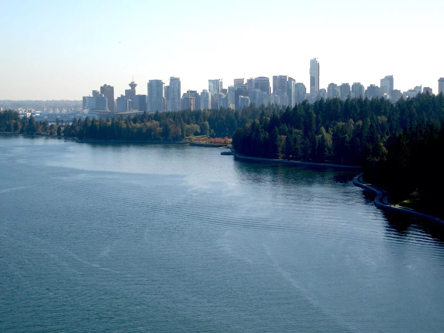 Vancouver Canada downtown skyline and harbour view from Stanley Park